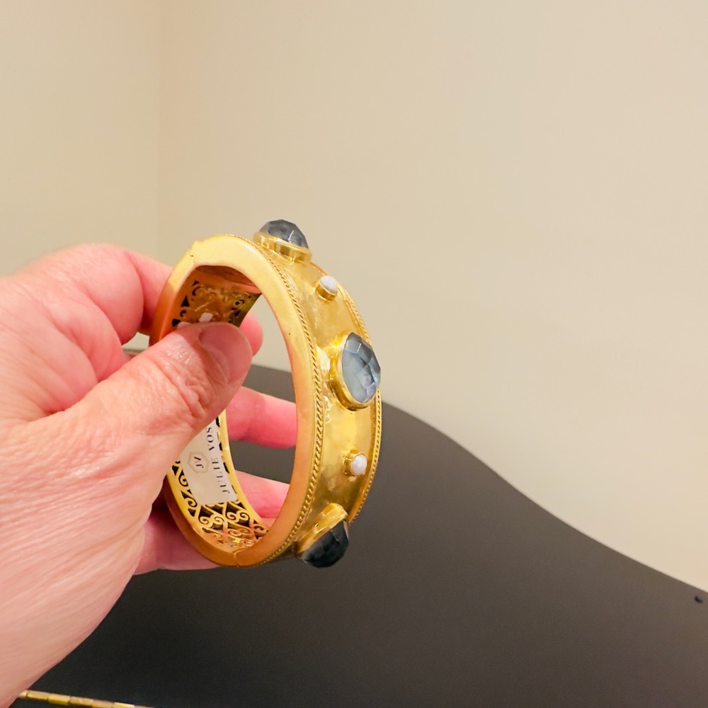 NWT Authentic Luxury Bohemian Julie Vos Cannes Gemstone Statement Hinge Bangle - Picture 14 of 17